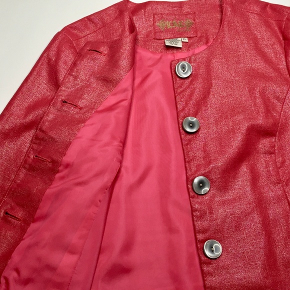 LAL Live A Little Linen Blend Blazer Coral Sz PL - Picture 6 of 8